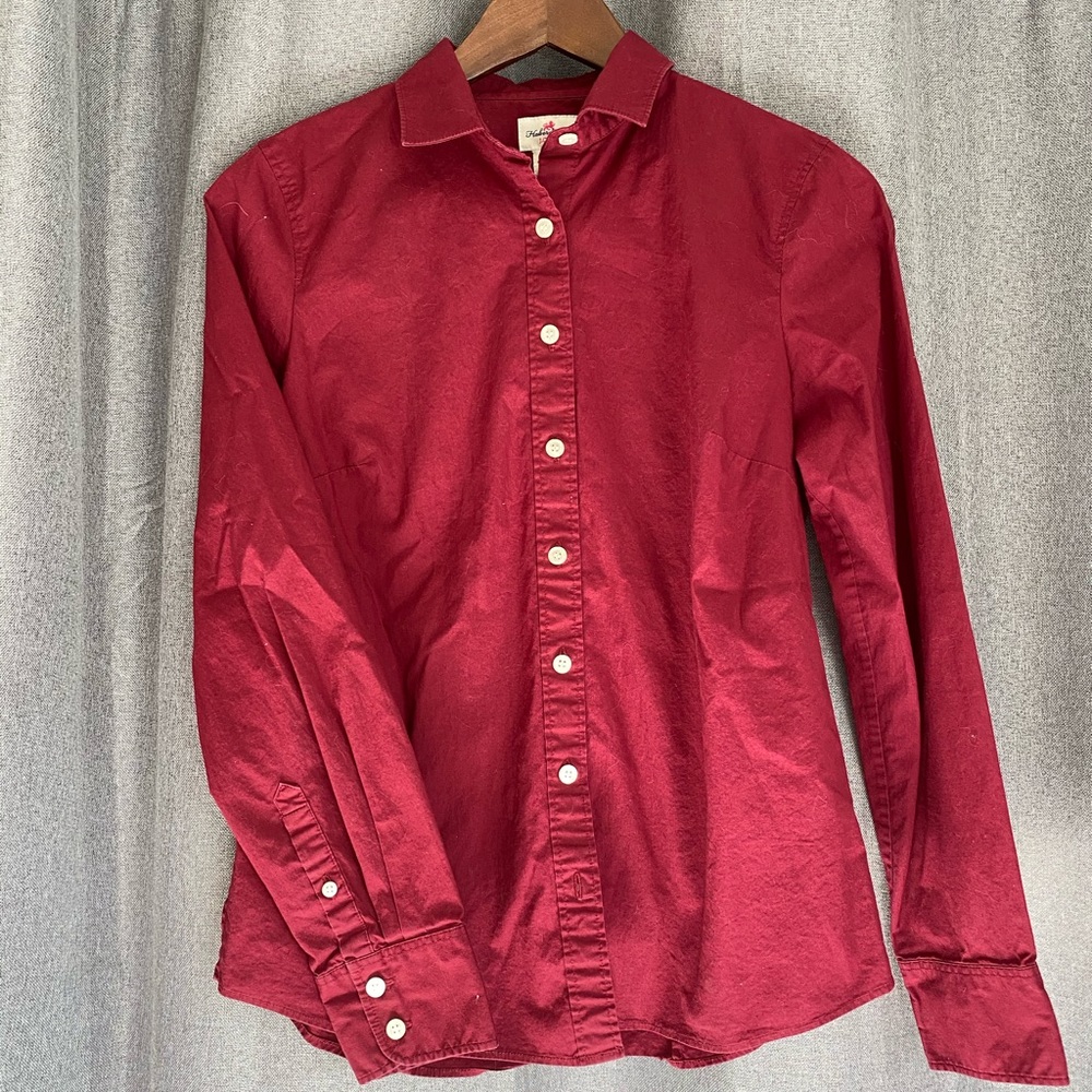 JCrew Haberdashery Maroon Button Down Oxford